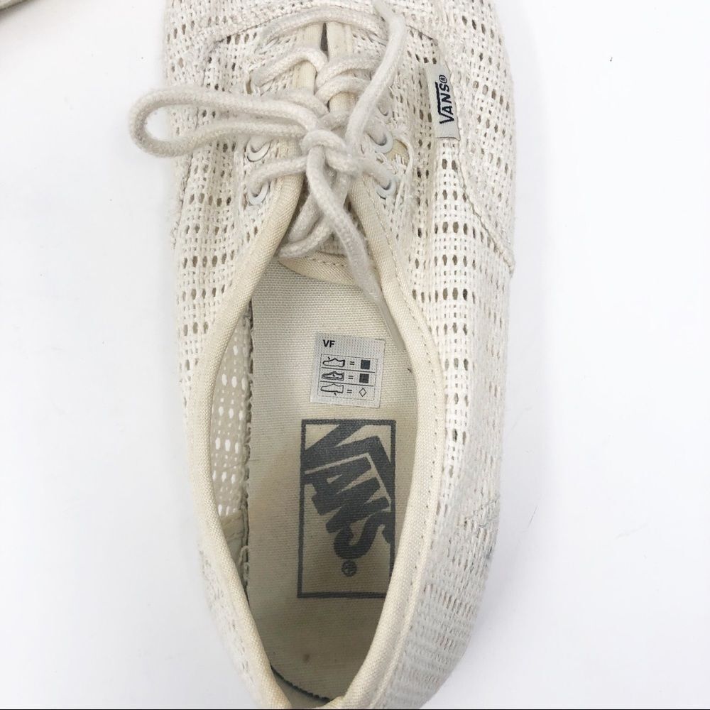 VANS | Cream Ivory Knit Lace Up Tie Sneakers Tennis Shoes Women’s Size 8 - Picture 9 of 13